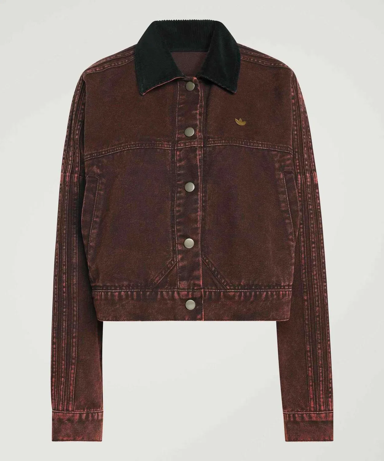 Женская куртка из канваса с V-образным вырезом, модель Canvas Track Top Jacket, Adidas, Brown — фото 4