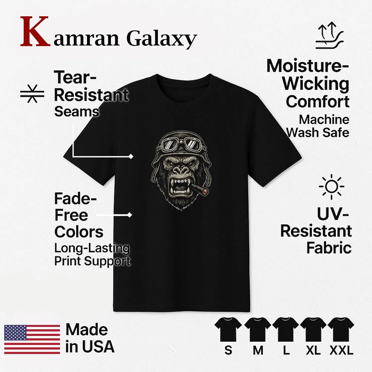 Футболка с графическим принтом Angry Gorilla, Black — фото 4