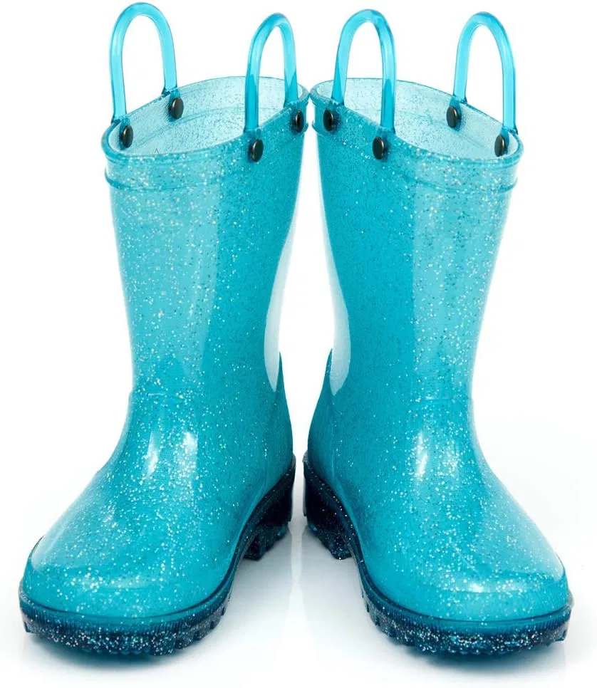 Детские сапоги для девочек с подсветкой HugRain, Blue Glitter — фото 4