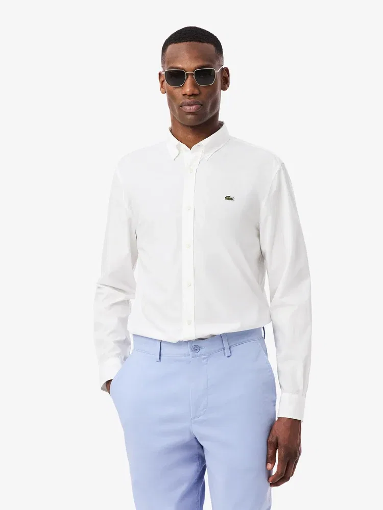 Рубашка с длинным рукавом Light Poplin LACOSTE, White