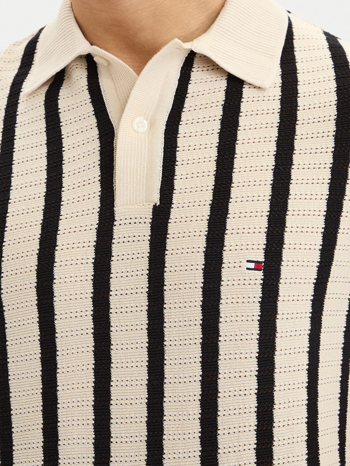 Мужское поло стандартного кроя Tommy Hilfiger, кремовый — фото 4