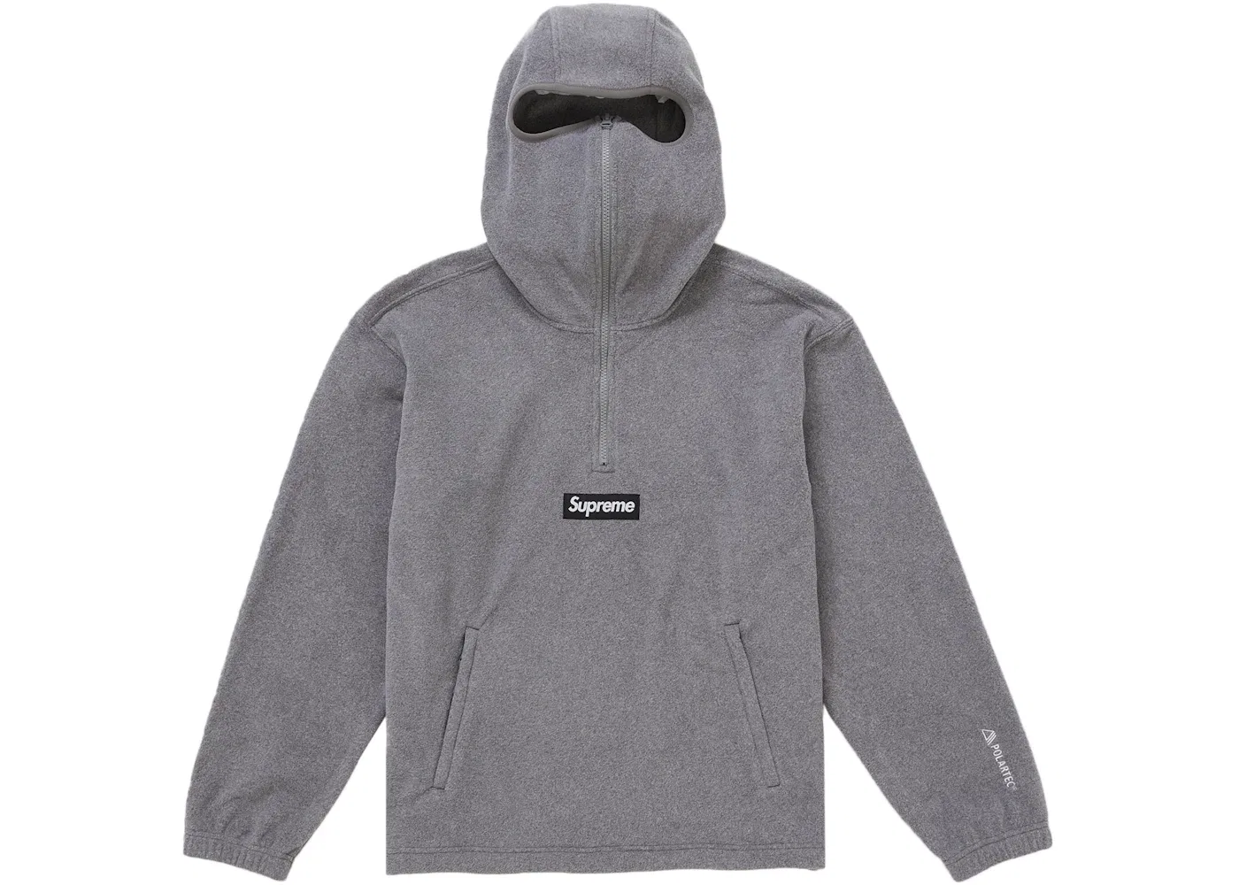Мужской свитшот с капюшоном и полузастежкой-молнией на флисе Polartec Supreme, Grey