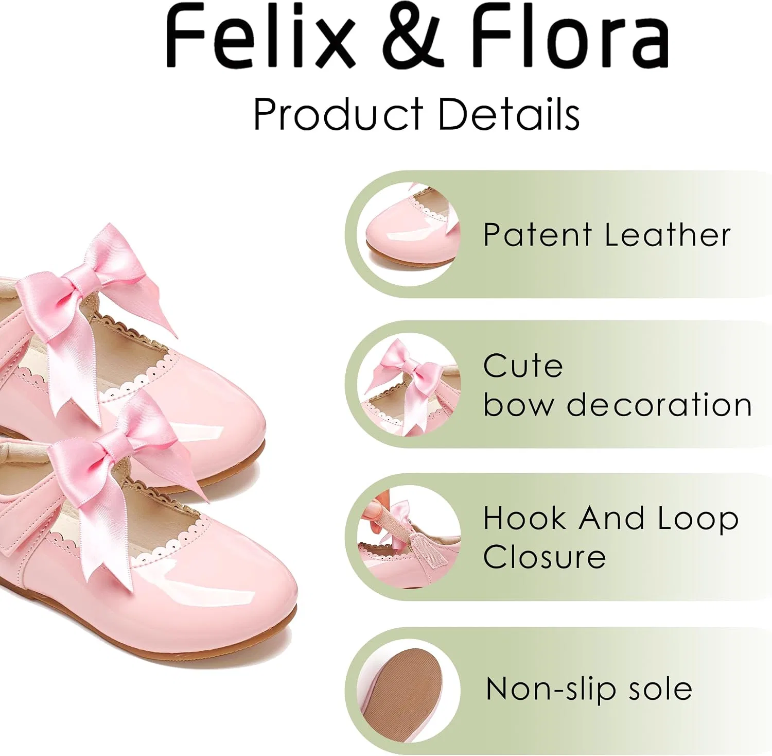 Детские туфли-балетки для девочек с цветочным принтом Felix & Flora, Light Pink — фото 4