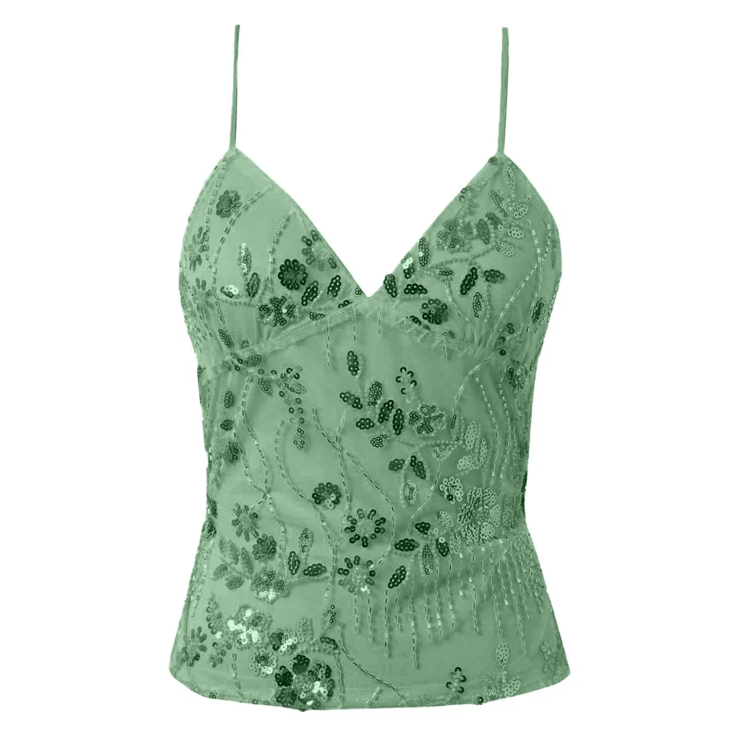 Женский жилет с пайетками и прозрачными деталями, Menta Verde