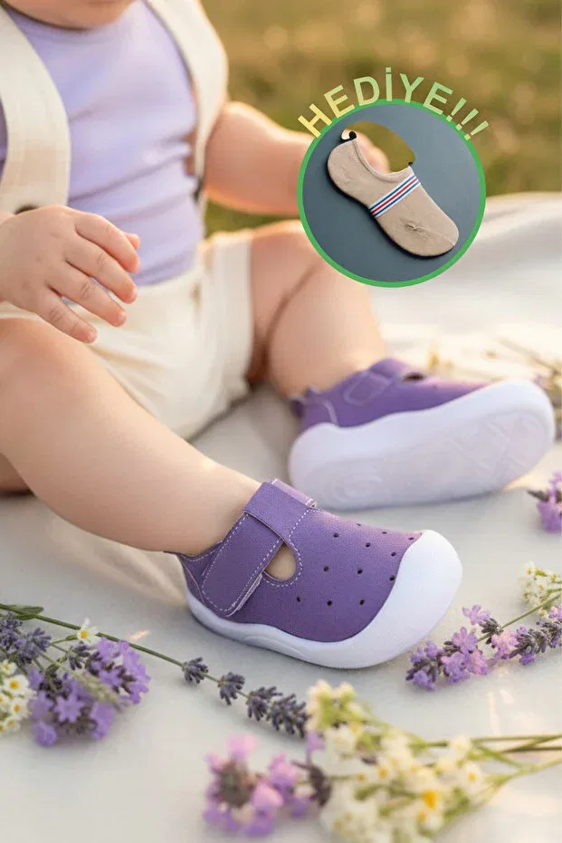 Детские туфли для девочек первые шаги с липучкой Zaby, Purple