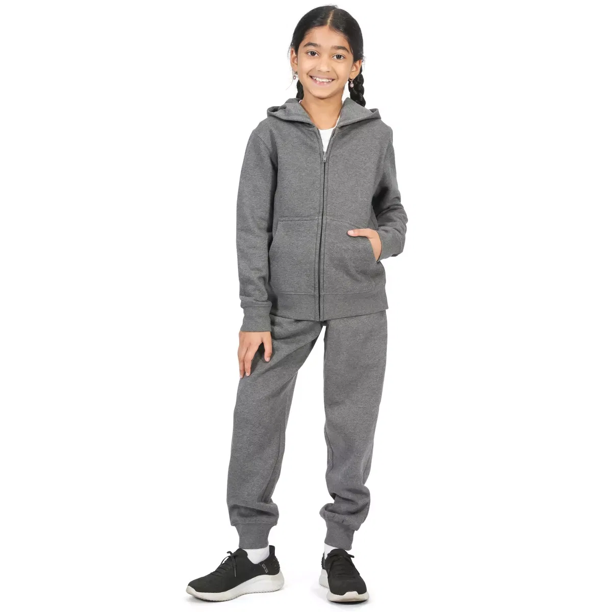 Детское худи на молнии с принтом Everyday Kids, Charcoal Gray — фото 2
