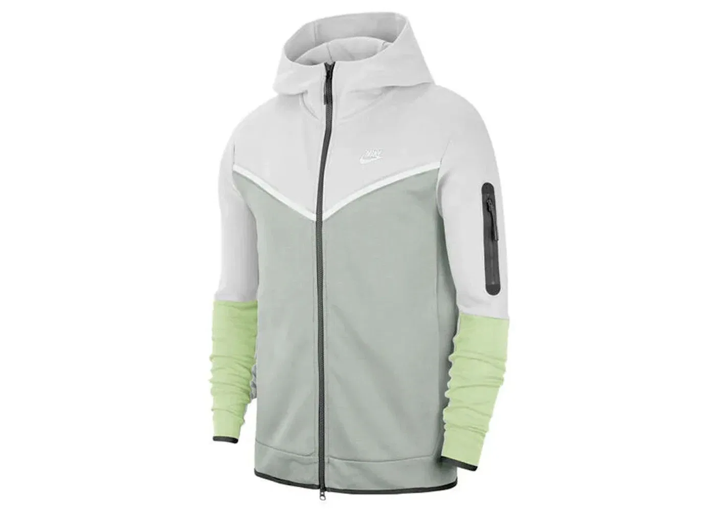 Мужская куртка из футера с капюшоном и полной застежкой-молнией Nike Sportswear Tech Fleece, Light Silver Dusty Sage