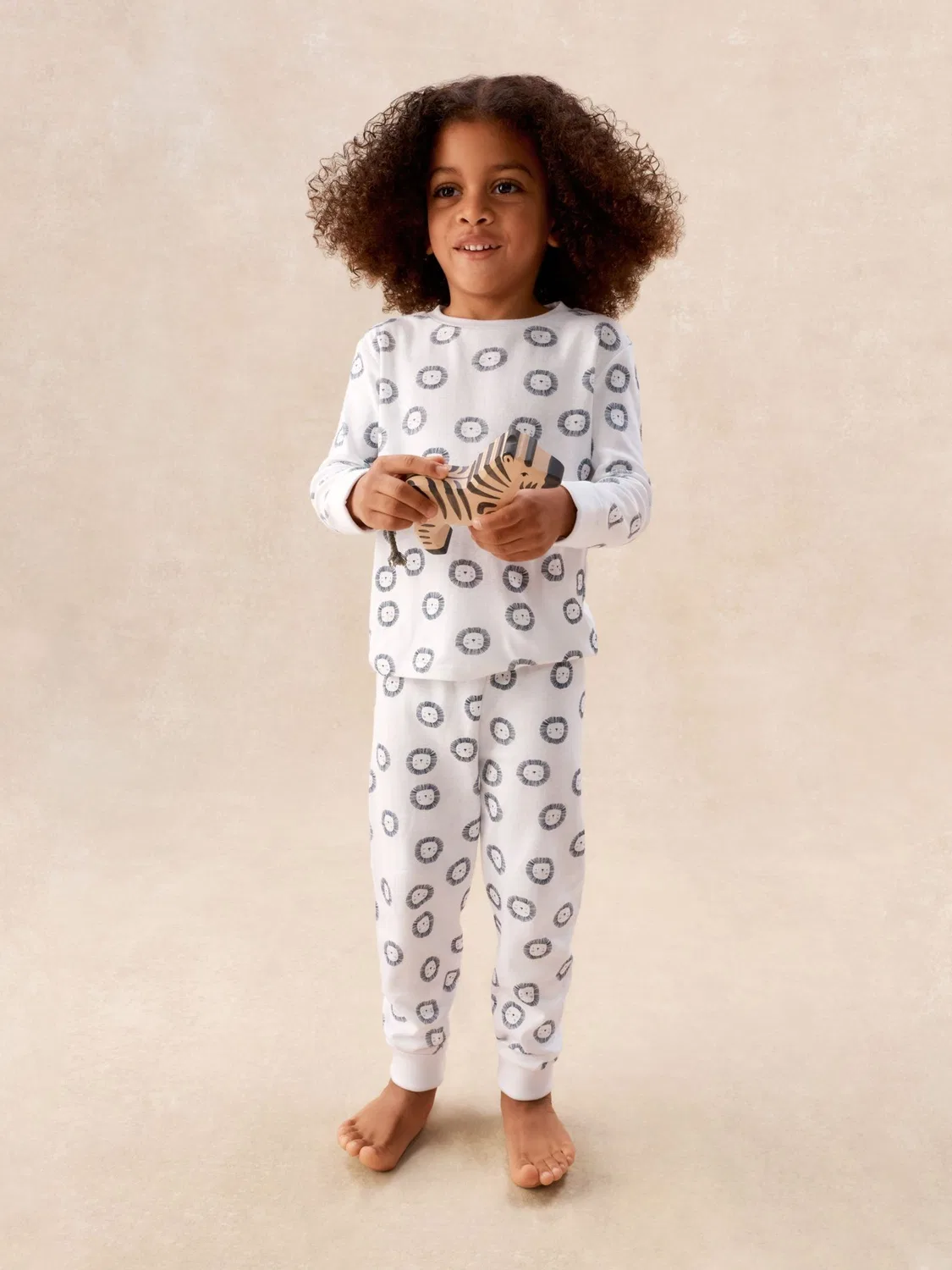 Пижама с принтом львов, Slim Fit The White Company, синий