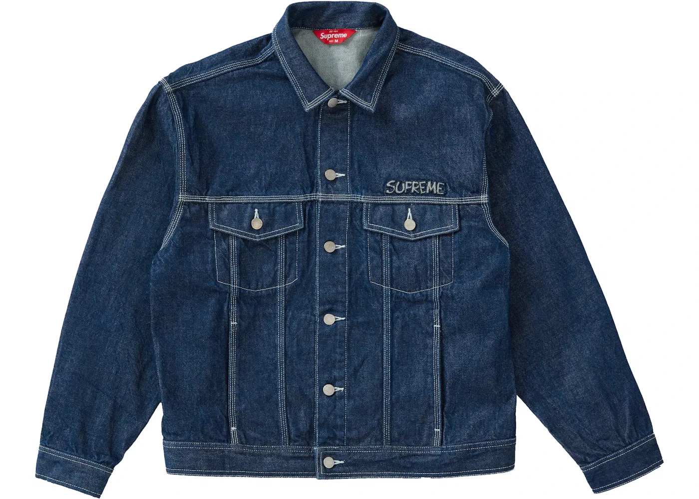 Мужская джинсовая куртка-тракер с принтом Supreme Smurfs Trucker Jacket, Blue — фото 2