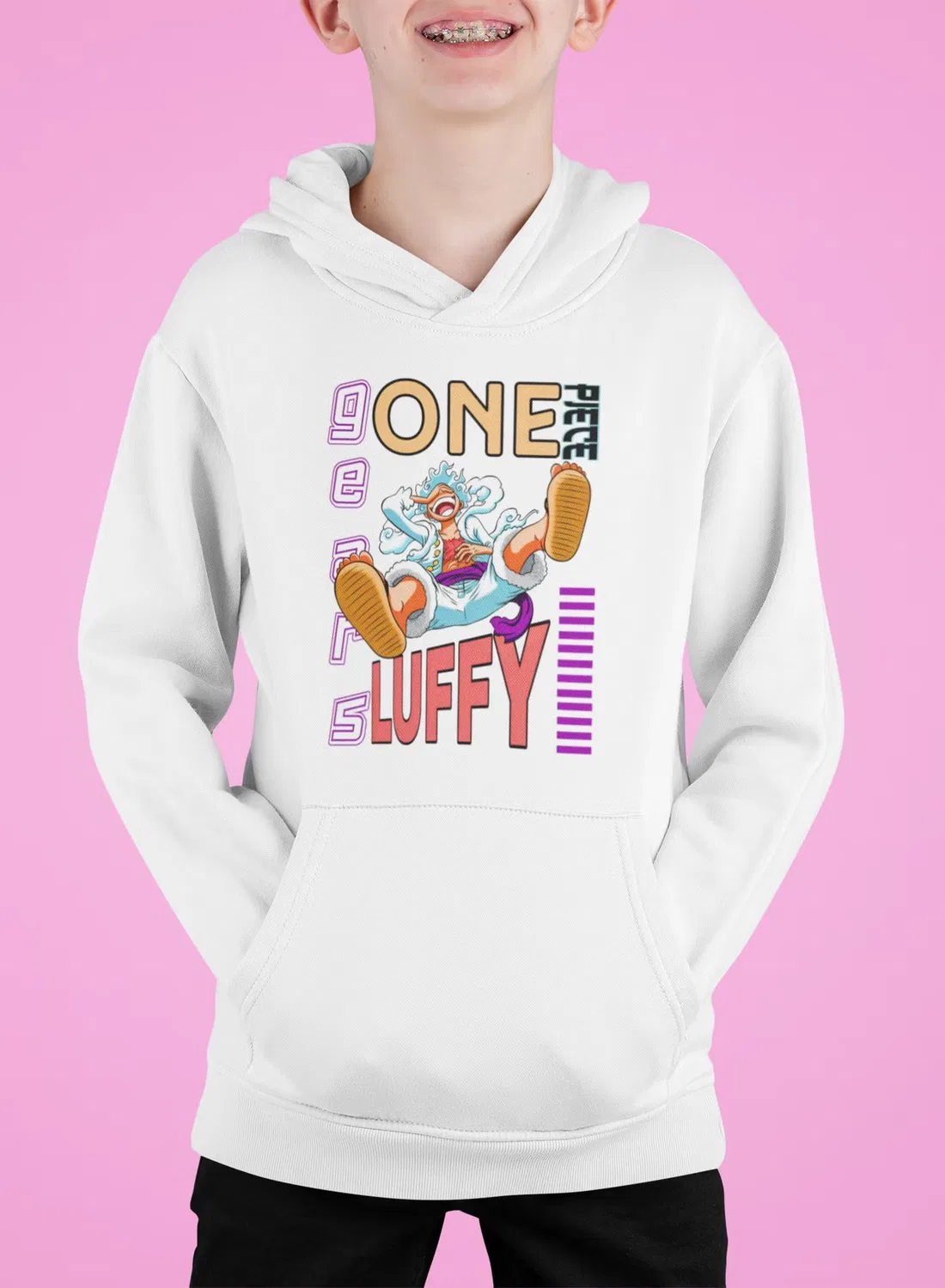 Худи с капюшоном и принтом Luffy Zoom, белый