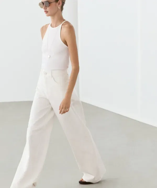 Джинсы с высокой посадкой и широкими штанинами, Massimo Dutti — фото 3