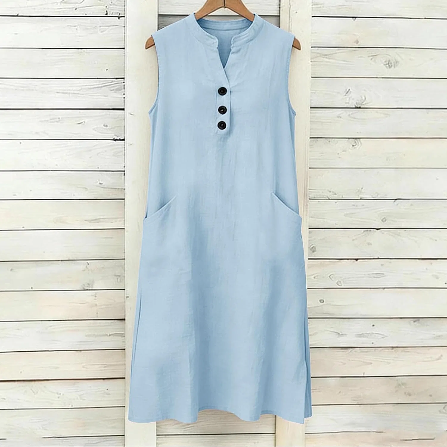 Женское летнее сарафан с V-образным вырезом, Light Blue — фото 3