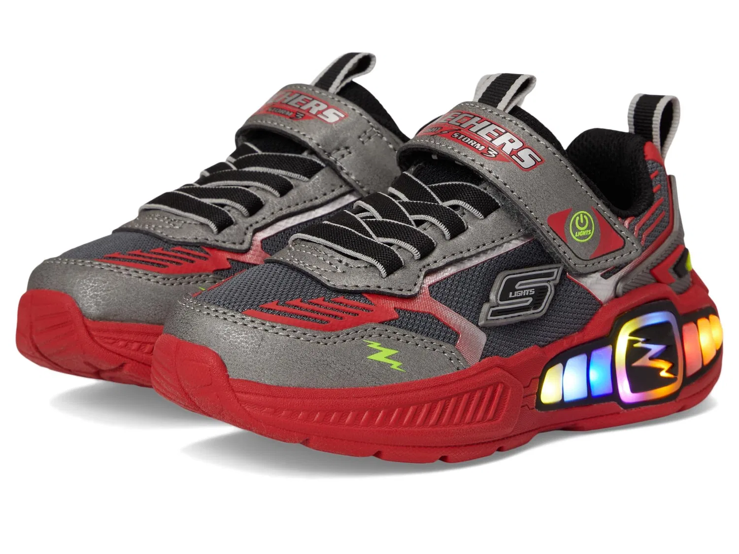 Детские кроссовки для мальчиков с подсветкой Light Storm 3 Skechers, Charcoal Gunmetal