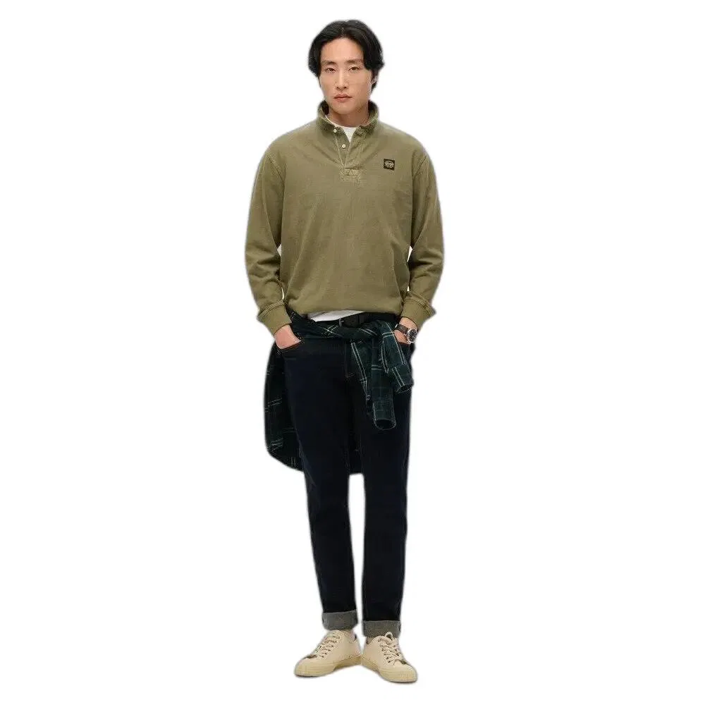 Мужское лонгслив-поло Superdry Contrast Stitch, Цвет Grau