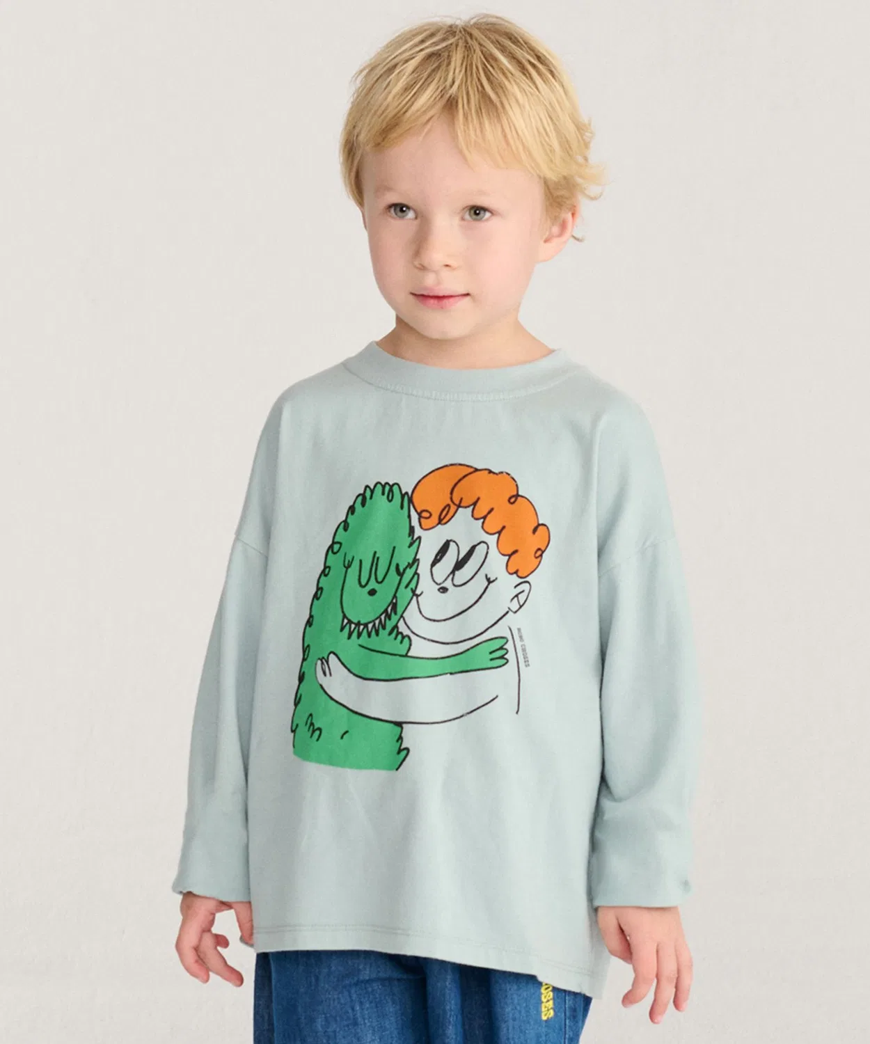 Детская футболка с длинным рукавомс принтом BOBO CHOSES Kodomo Beams, Sax Blue