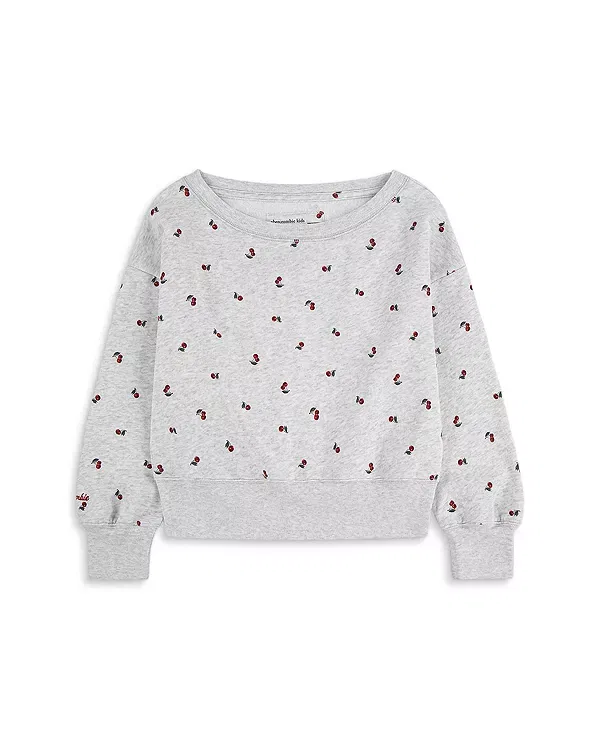 Детская толстовка с открытыми плечами с принтом Abercrombie Kids, Anf Light Grey Heather