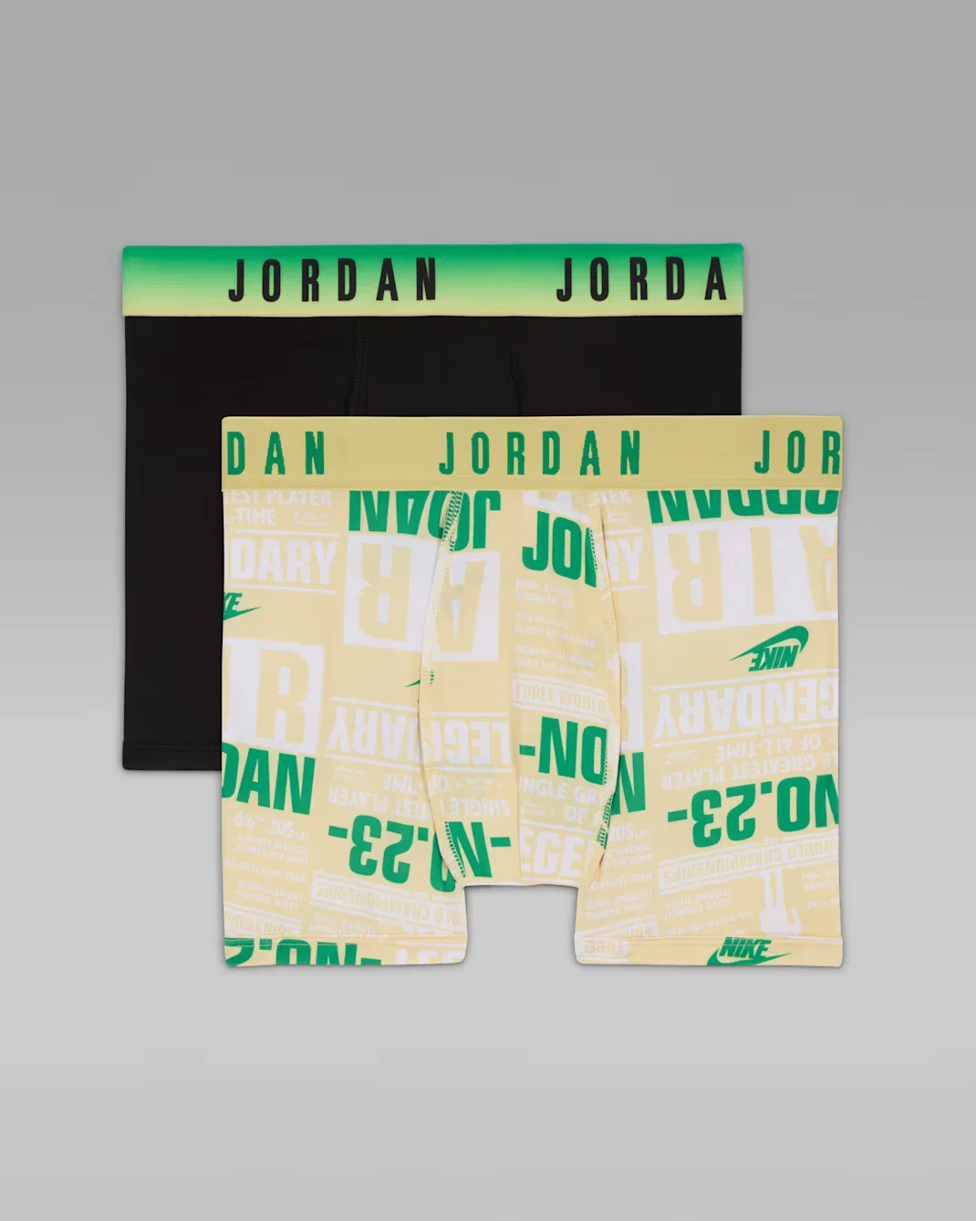 Комплект из двух трусов-боксеров Dri-FIT с принтом для детей постарше Jordan, Lemon Wash