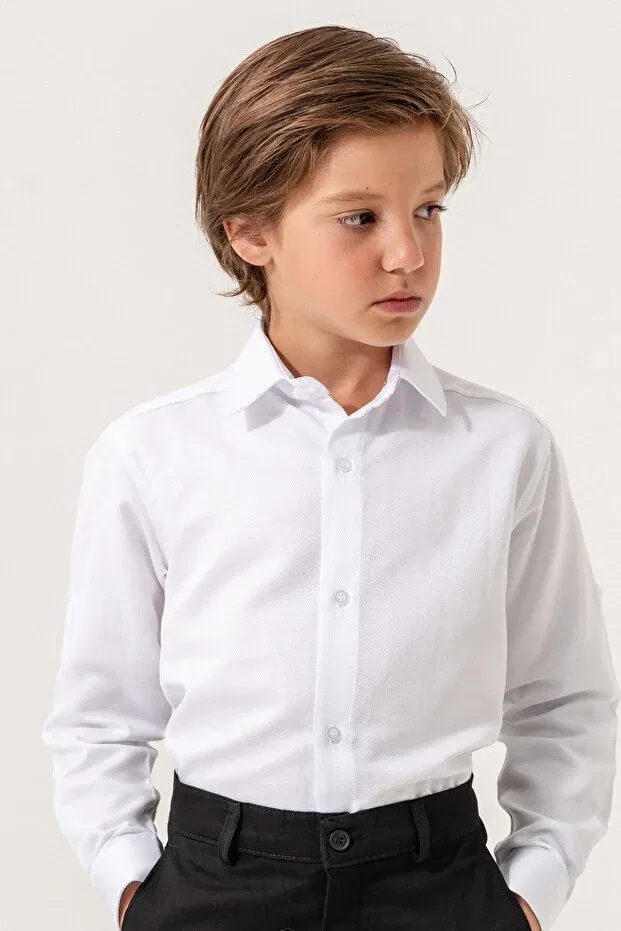 Детская рубашка для мальчиков с длинным рукавом Carino'S Kids, White — фото 4