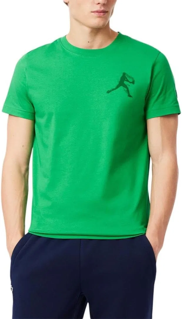 Футболка мужская Lacoste Novak Djokovic, с принтом, Bright зеленый/зеленый