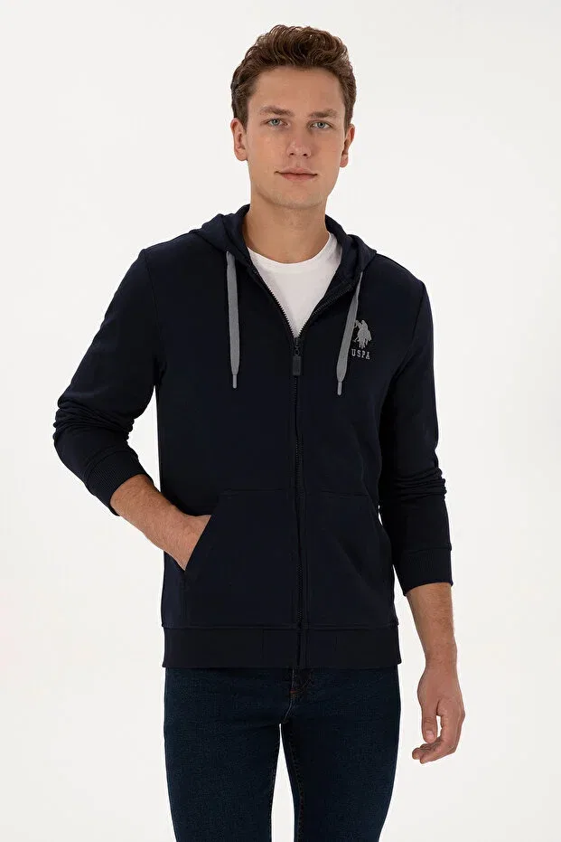 Мужской кардиган с капюшоном модель 50307765-vr033 U.S. Polo Assn., Navy Blue