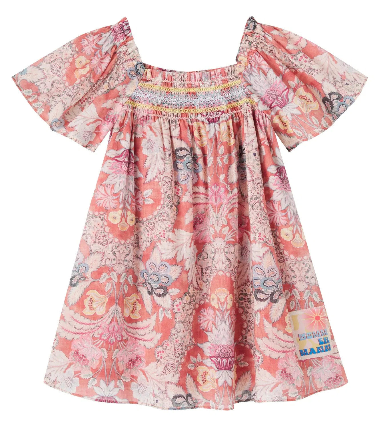 Нарядное платье с цветочным принтом Zimmermann Kids, розовый