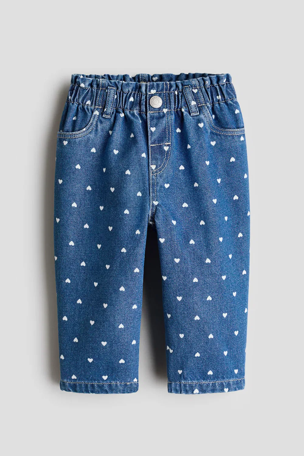 Джинсы-«Бумажный мешок» с принтом H&M, Denimblau/Herzen — фото 3