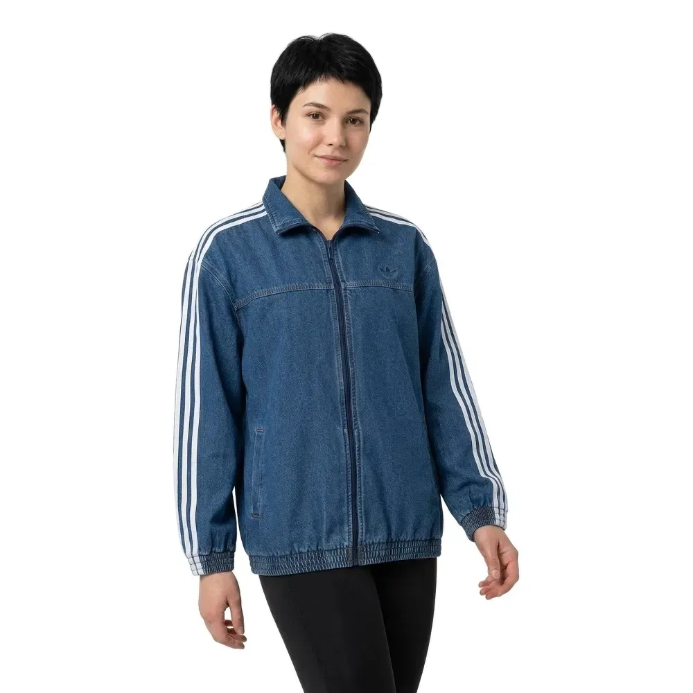 Толстовка джинсовая на молнии Adidas Originals, синий — фото 3