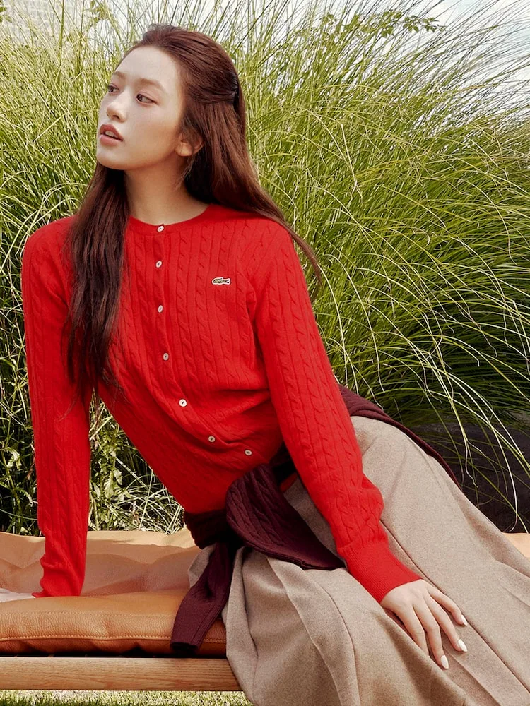 Кардиган женский LACOSTE кабель Red