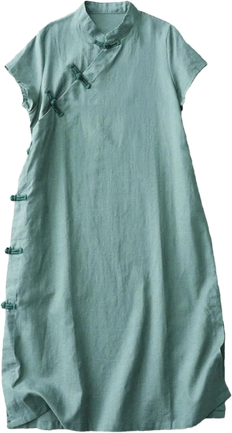 Женское винтажное платье миди Cheongsam, Malachite Blue
