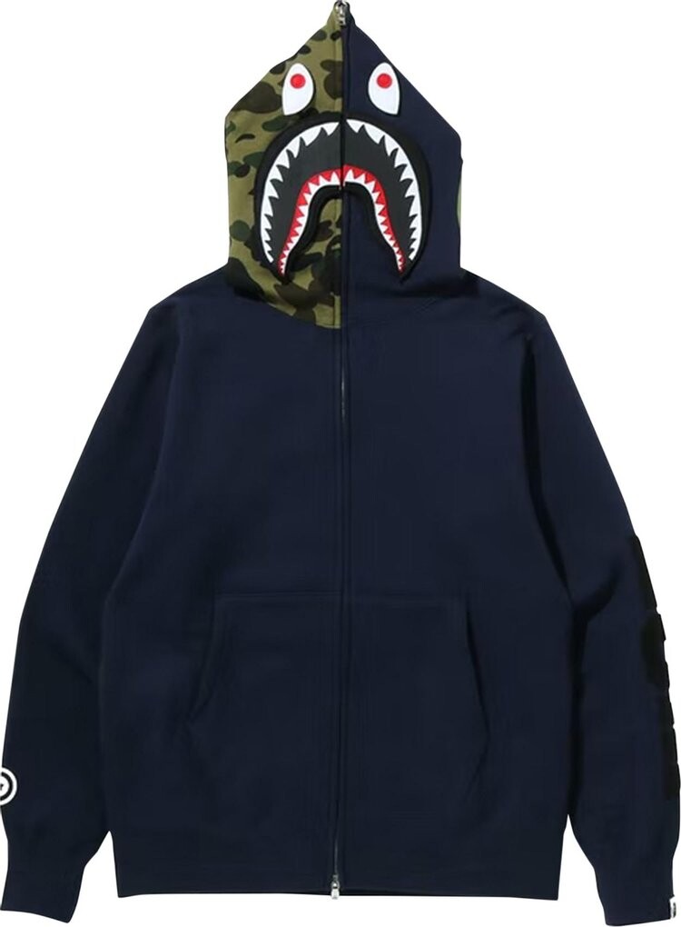 

Худи BAPE Detatchable Shark Full Zip Hoodie 'Navy', синий