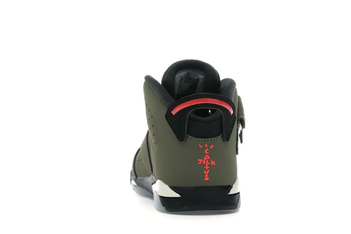 Детские кроссовки Lifestyle с принтом Jordan 6 Retro Travis Scott Jordan, Medium Olive/Black-Sail-University Red — фото 4