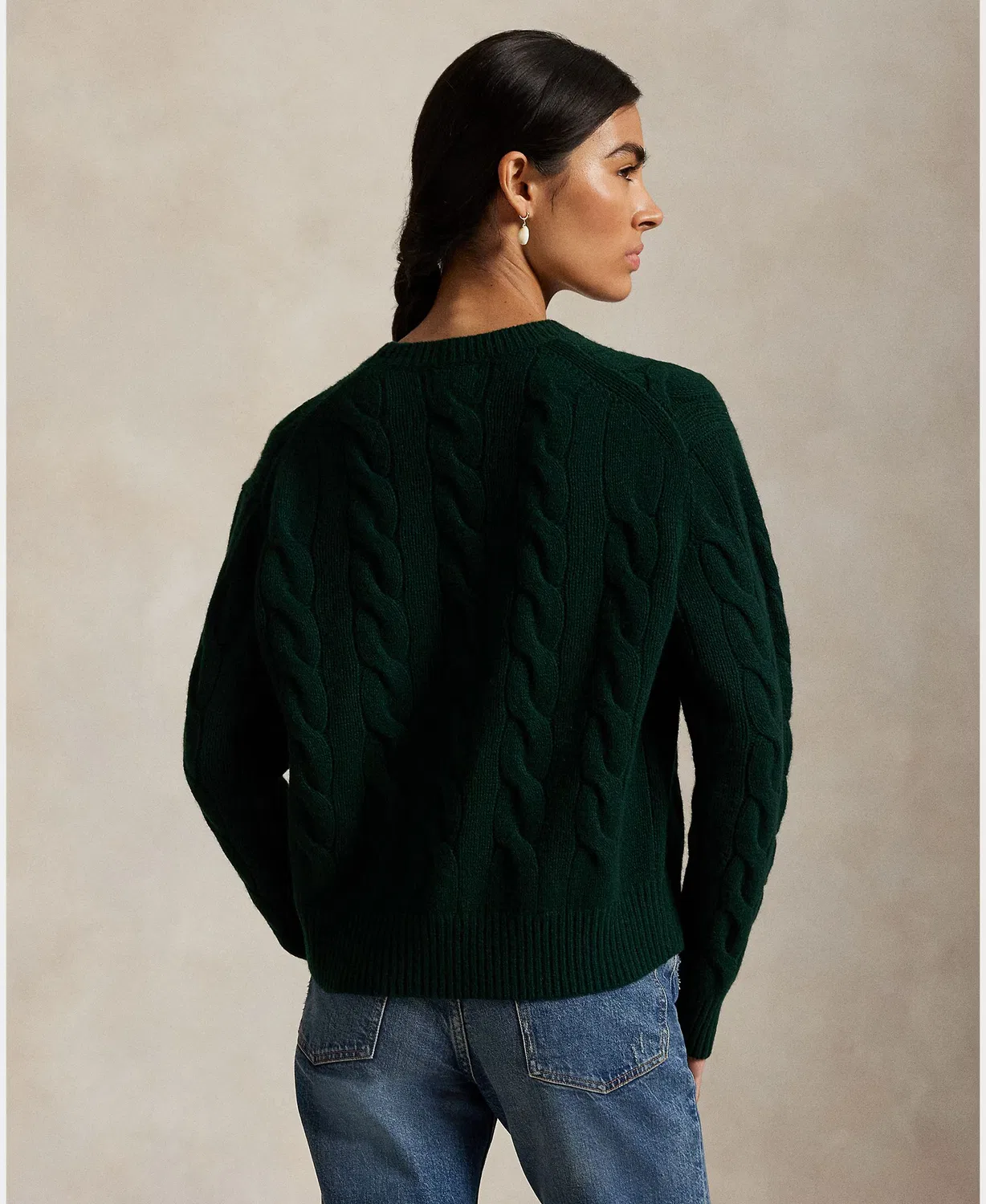 Женский джемпер из шерсти, Cashmere Punto Ochos, Polo Ralph Lauren, темно-зеленый — фото 2
