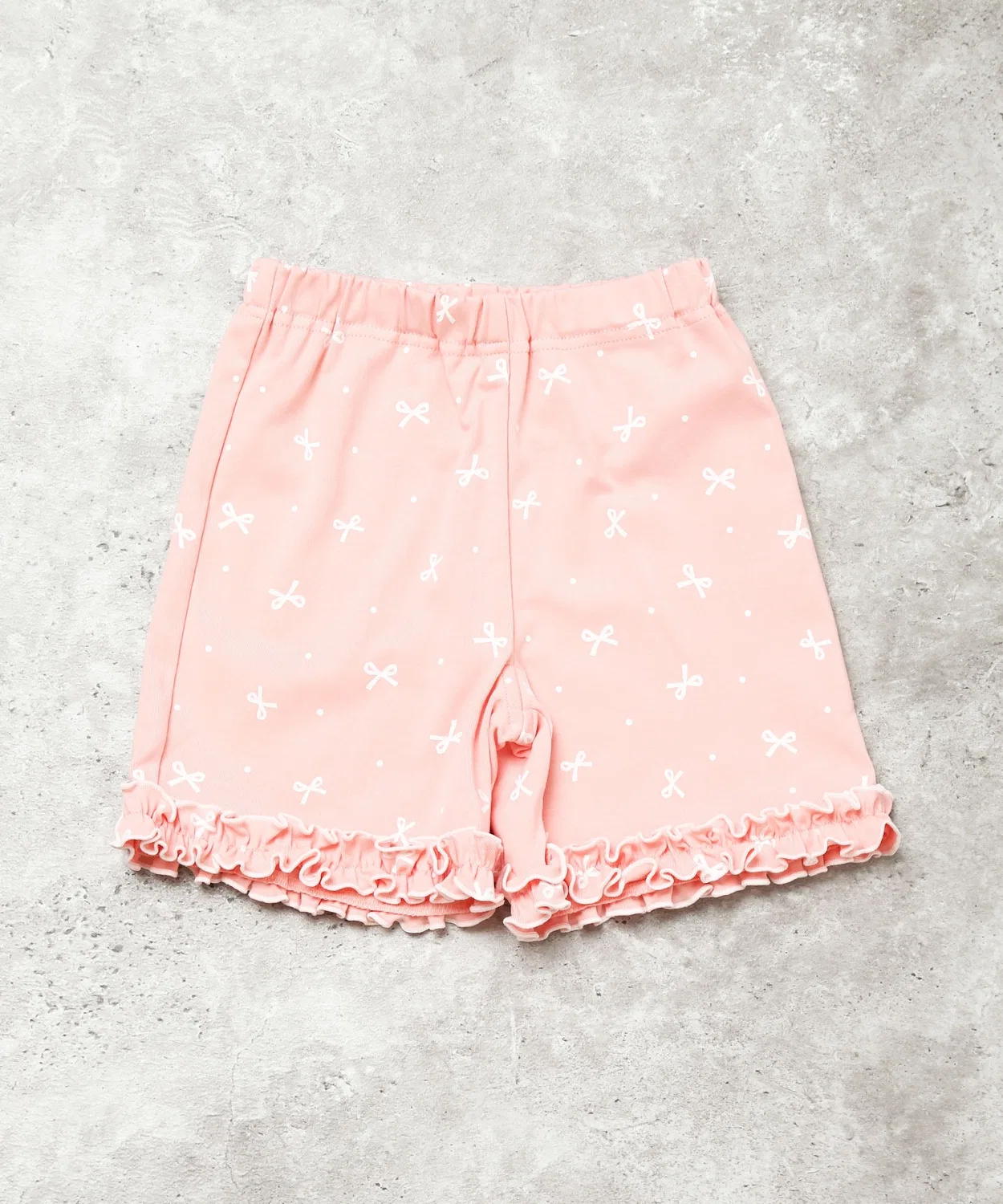 Детские шорты с оборкой по низу, модель Dot Ribbon, la poche biscuit, Pink