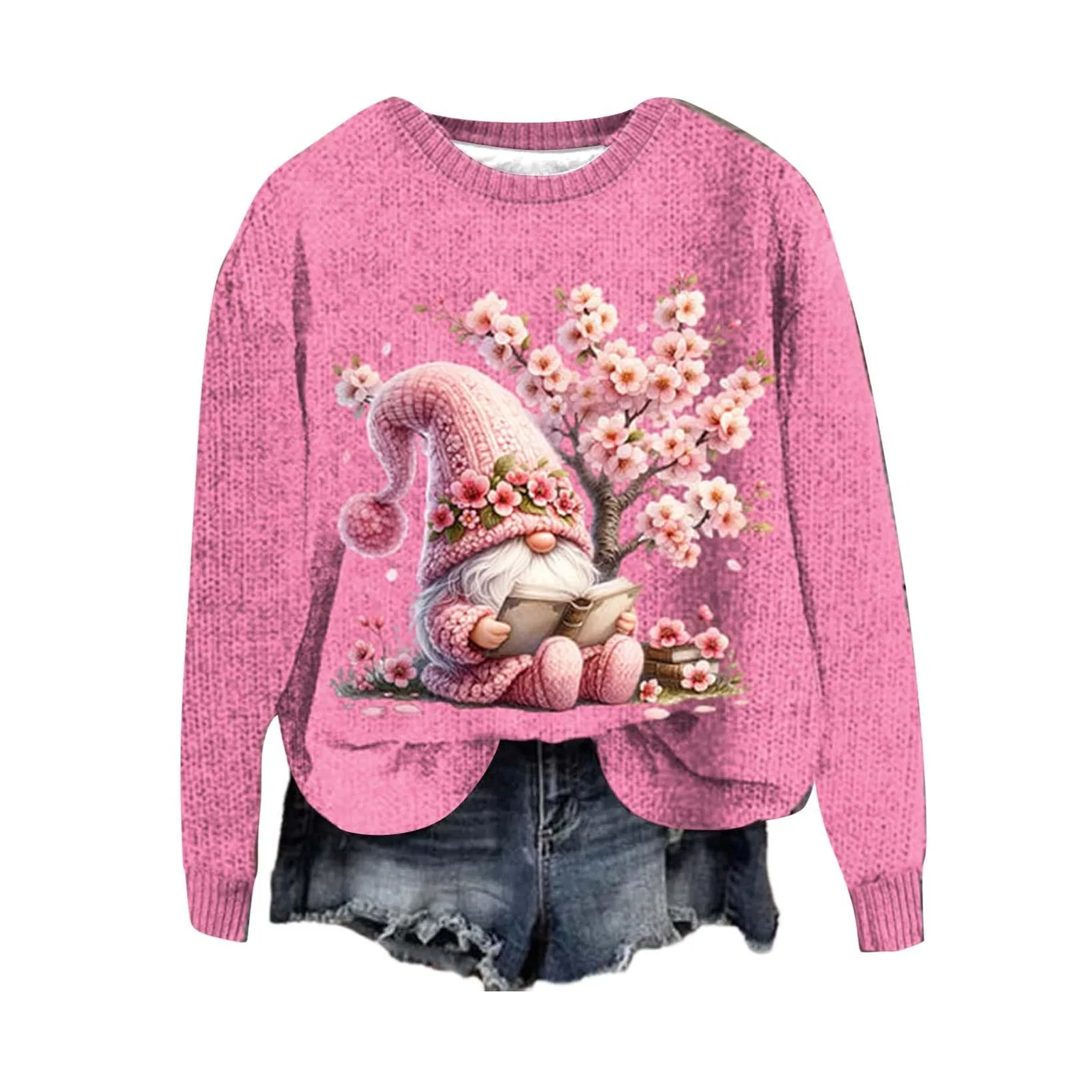 Женский свитшот с принтом Santa Claus HUIFUAO, Hot Pink