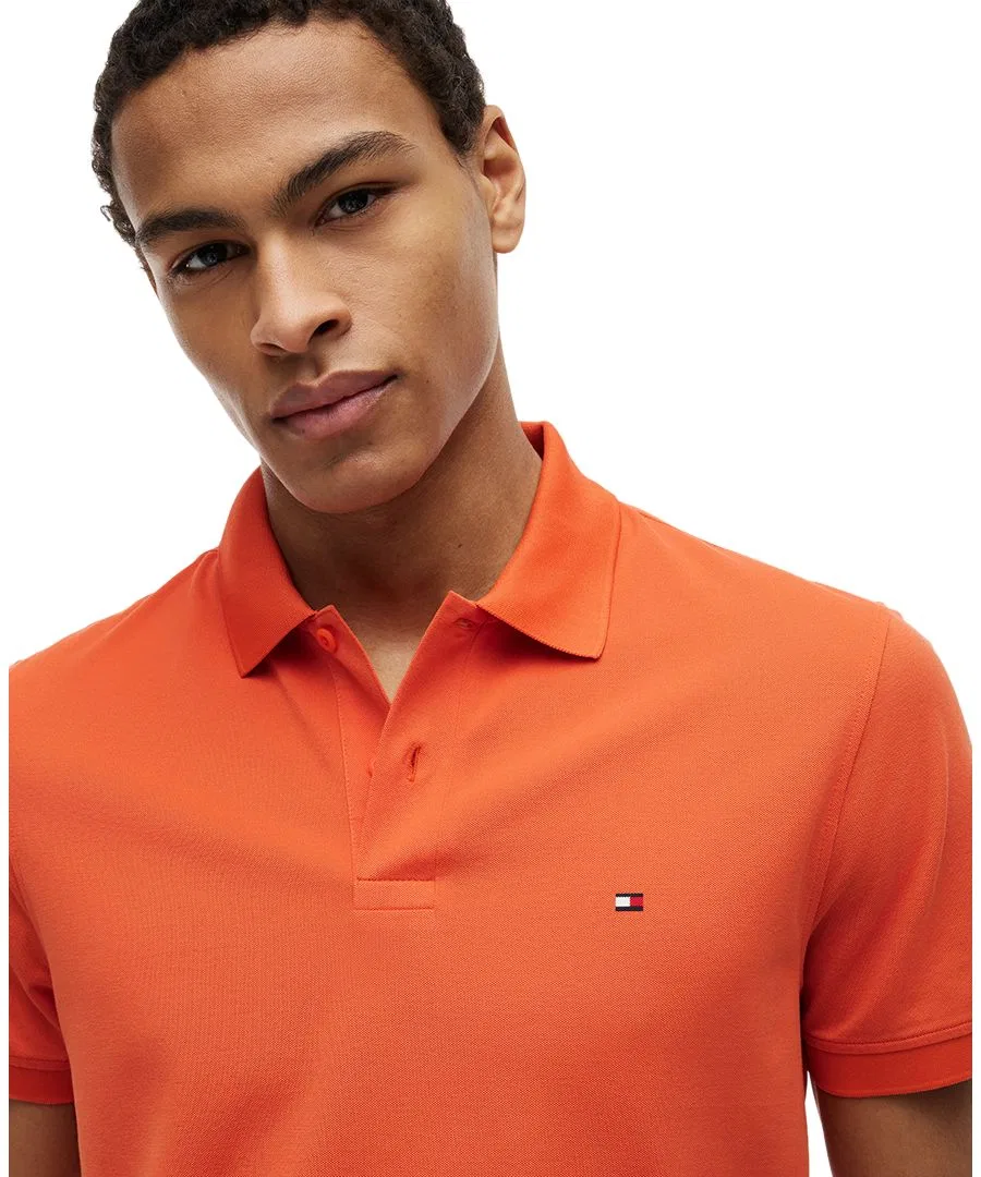 Поло из хлопка с коротким рукавом Tommy Hilfiger, Brilliant Orange — фото 3