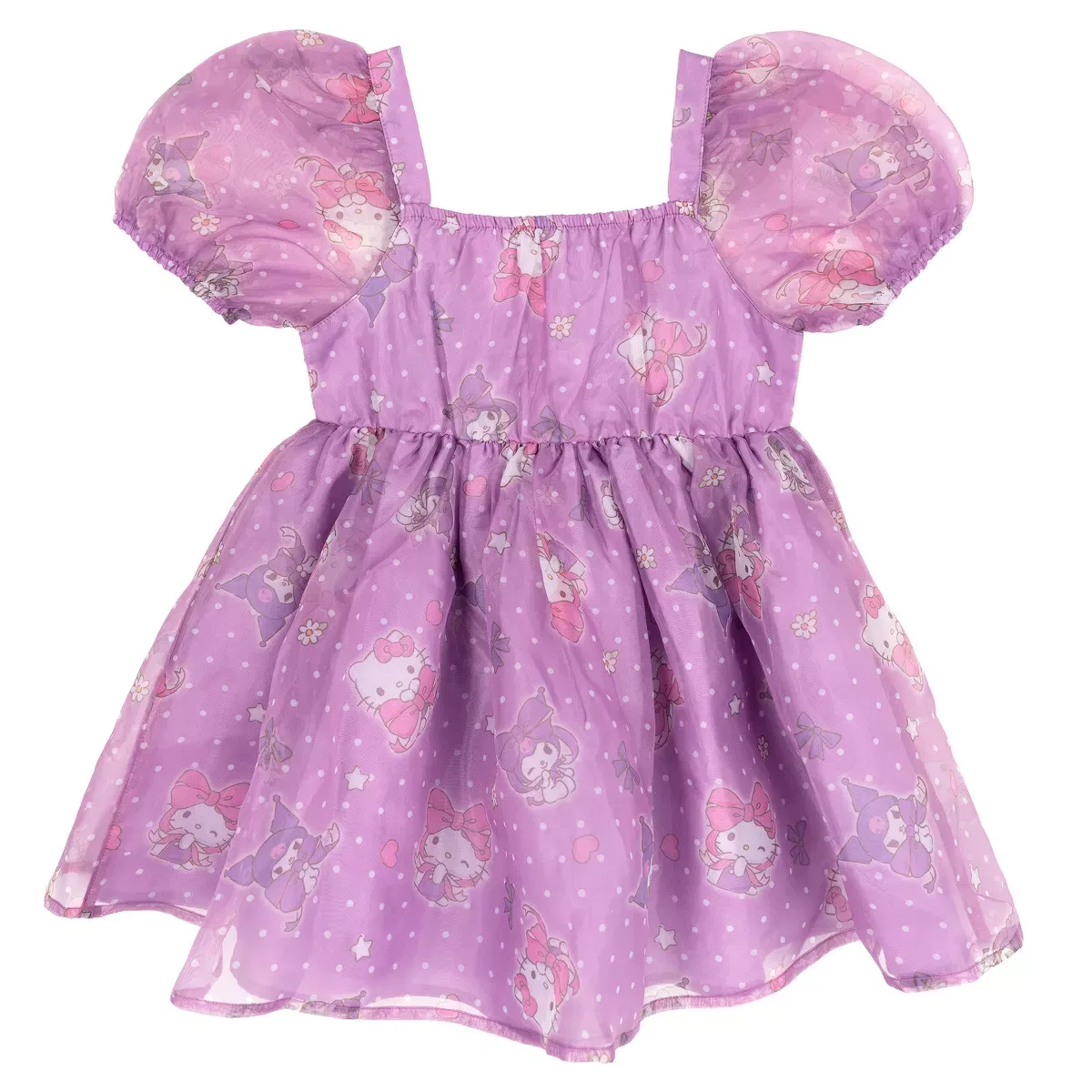 Детское платье для девочек с принтом Hello Kitty Square Neck Dress Hello Kitty, Purple — фото 3
