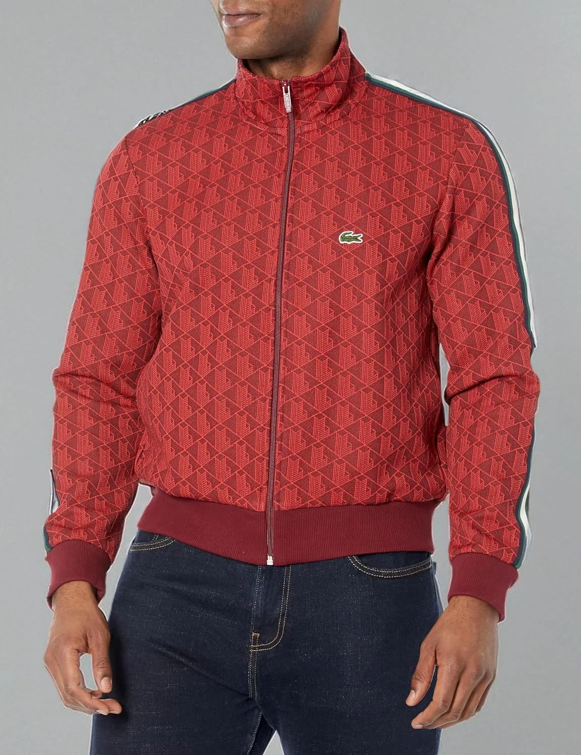 Мужская куртка-бомбер с молнией Paris Jacquard Lacoste, Pinot Red — фото 3