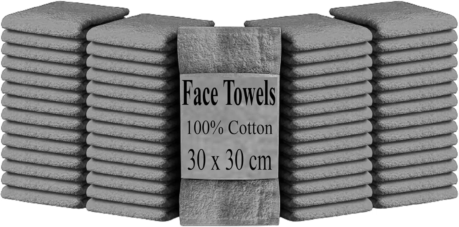 Лицевые полотенца из 100% египетского хлопка, 600 GSM, набор 12 шт, Charcoal Generic