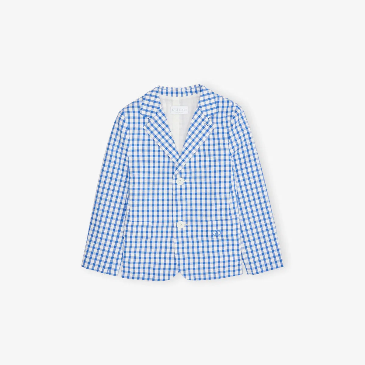 Хлопковый пиджак в клетку, 4-6 лет Gucci, белый