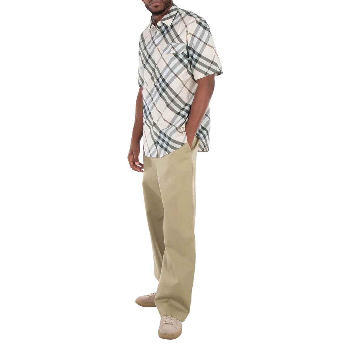 Рубашка мужская с принтом Check Cotton Shirt Burberry, Alabaster Ip Check — фото 4