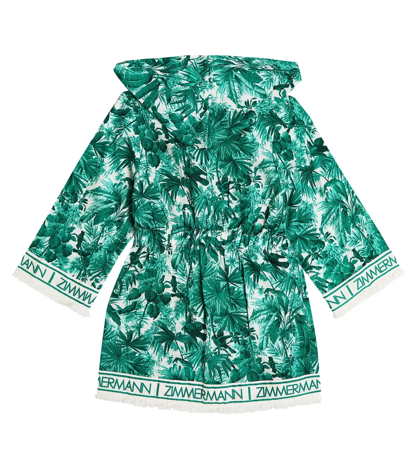 Ночная рубашка с капюшоном Zimmermann Kids, Green Palm — фото 3
