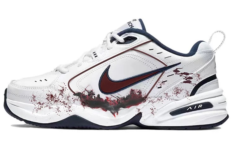 

Кастомизированные кроссовки Nike Air Monarch 4 Unisex, белый/синий/бордовый