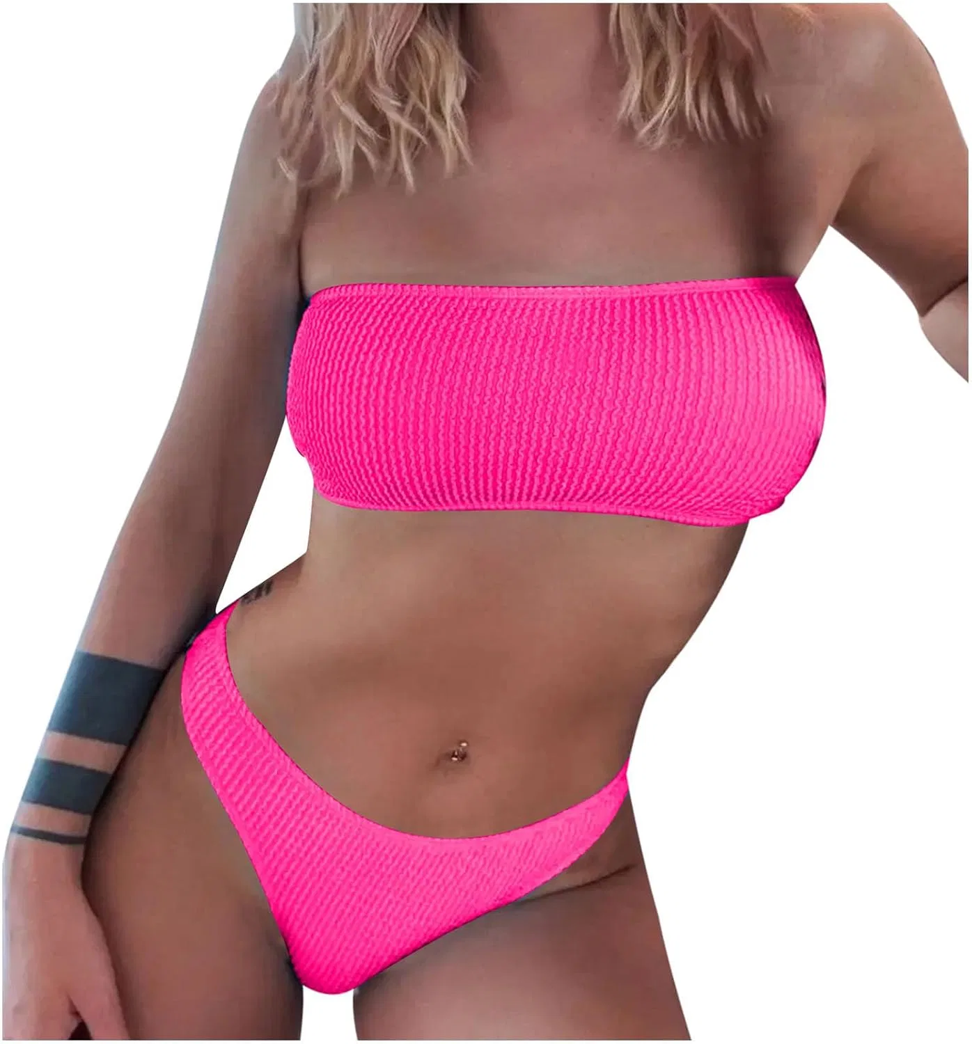 Женский купальный костюм бикини с одним плечом, Hot Pink