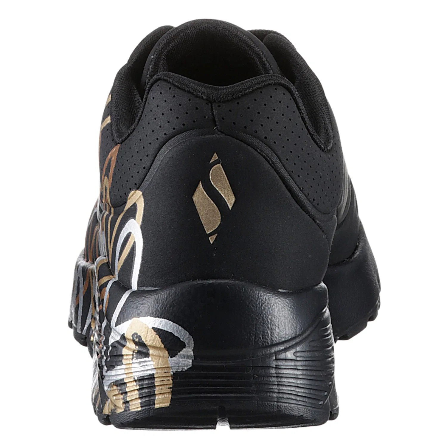 Детские кеды на платформе с рисунком сердец Skechers, Black/Metallic — фото 3