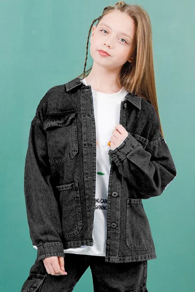 Джинсовая куртка с карманами для девочек 9-15 лет Dmb Boys & Girls