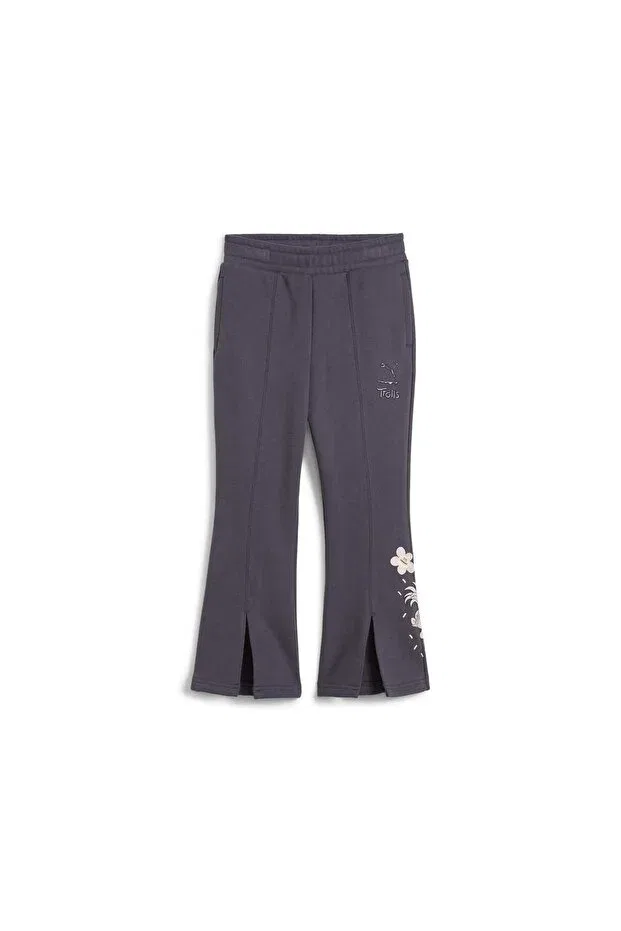 Детские спортивные штаны для девочек широкие с принтом Puma Kids, Galactic Gray — фото 4