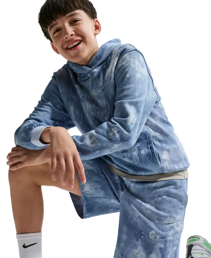 Детские шорты из французского футера Sportswear Club с завязками Nike, Hydrogen Blue Work Blue — фото 3