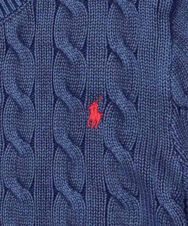 Кардиган женский с коротким рукавом, вязаный хлопковый, Polo Ralph Lauren, синий — фото 4