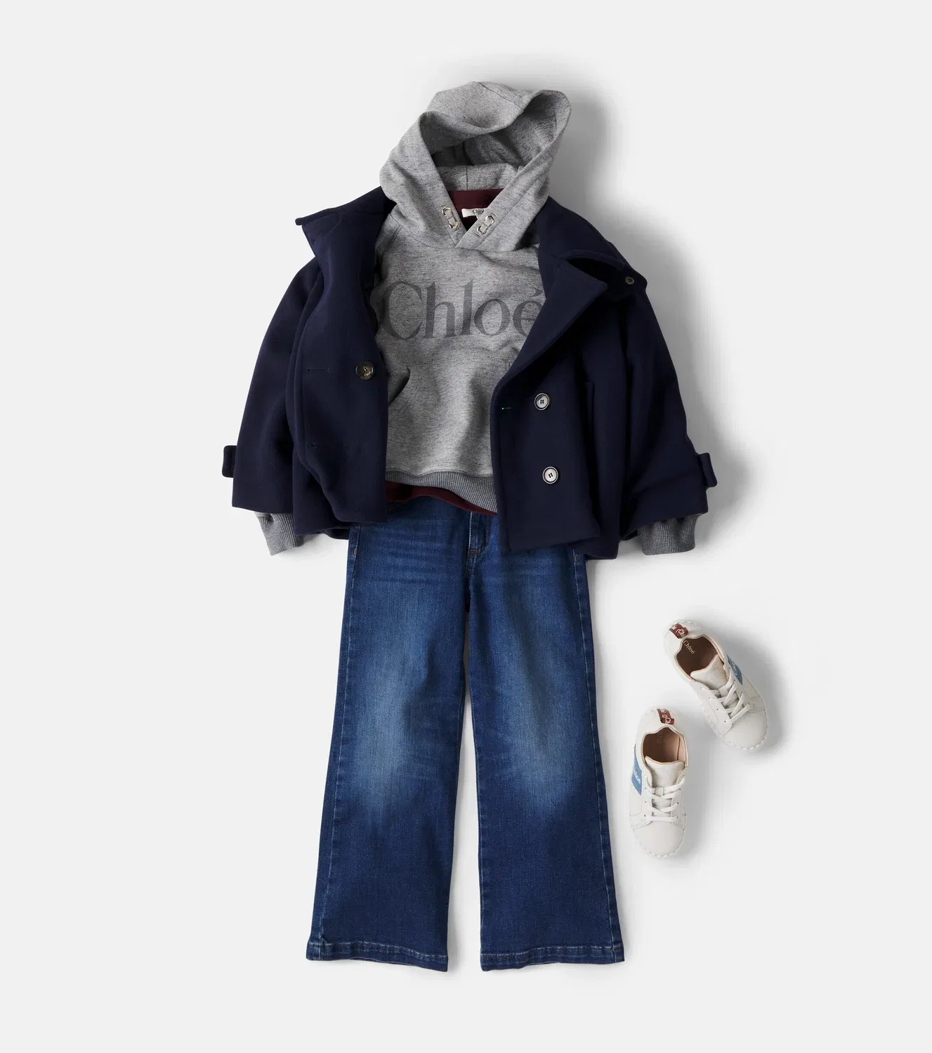 Худи из хлопкового джерси с логотипом Chloé Kids, серый — фото 2