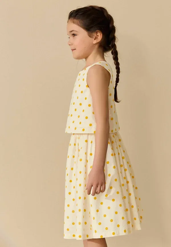 Комплект из блузы и юбки с горошком, Regular fit - blouse and skirt set - a-line skirt Next, желтый в белый горошек — фото 4